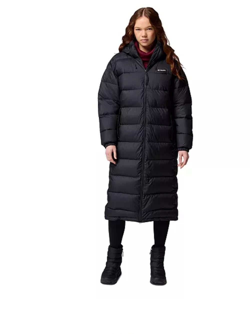 Columbia Pike Lake III Long Black Puffer Jacket with Hood